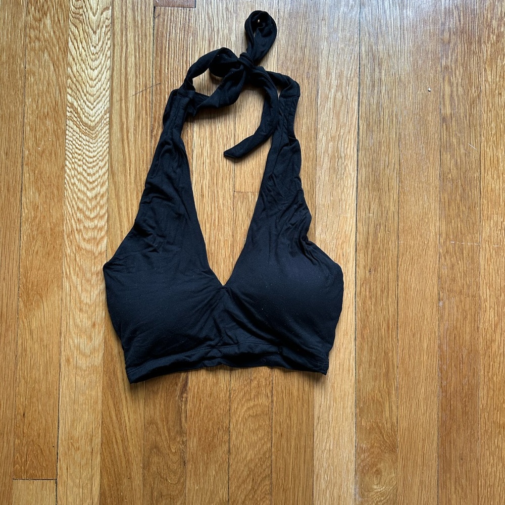Klassy Network Black Cropped Halter Top with Built-in Bra